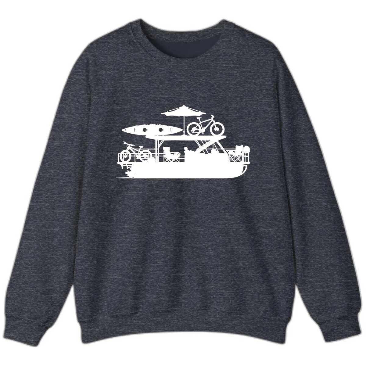 Pontoon Boat Lifestyle Design Sweatshirt in Heather Sport Dark Navy