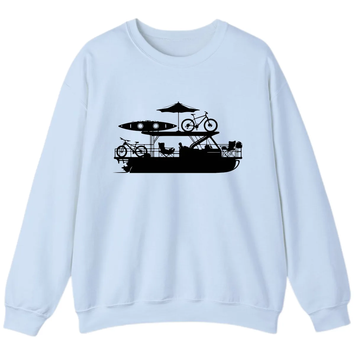 Pontoon Boat Lifestyle Design Sweatshirt in Light Blue