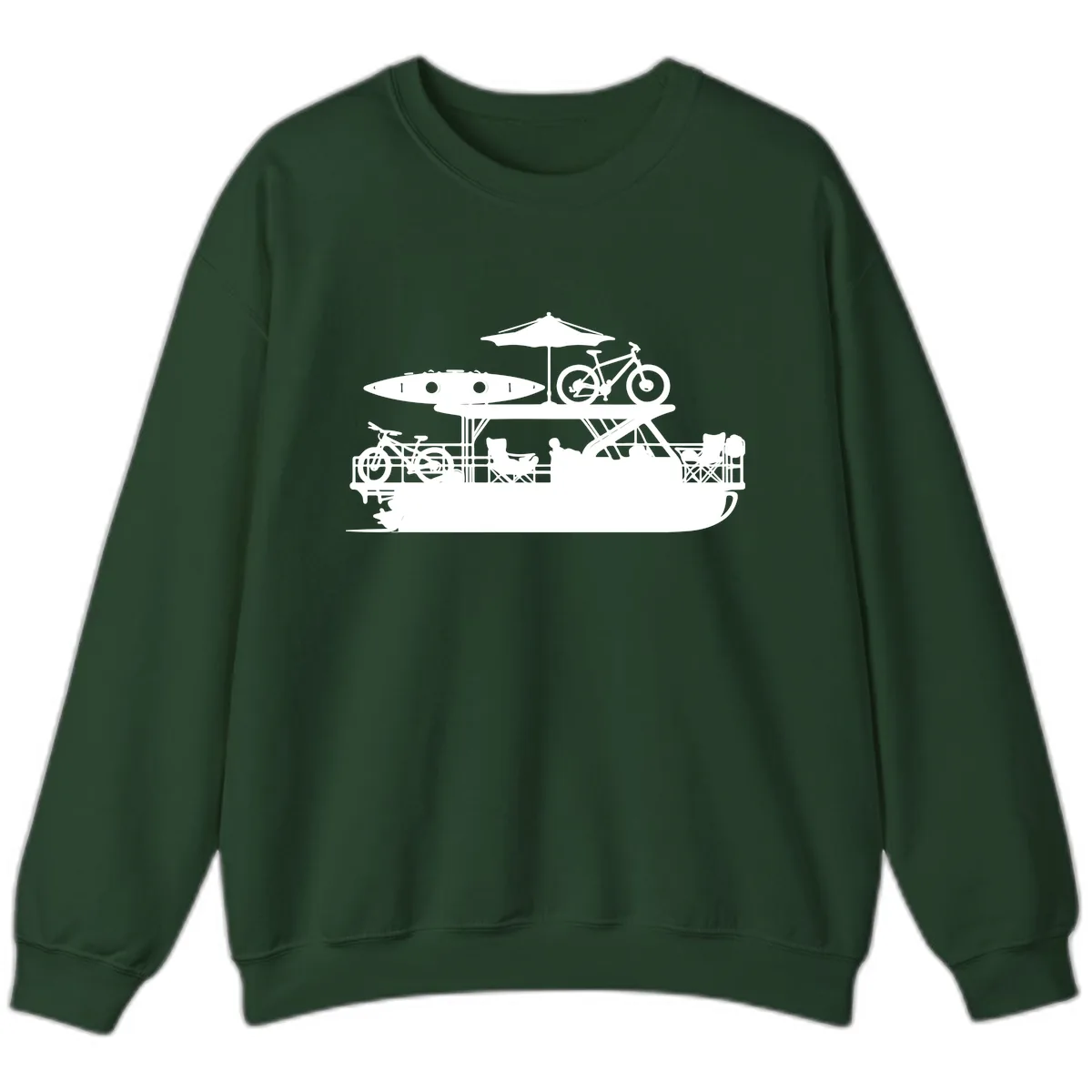 Pontoon Boat Lifestyle Design Sweatshirt in Forest Green