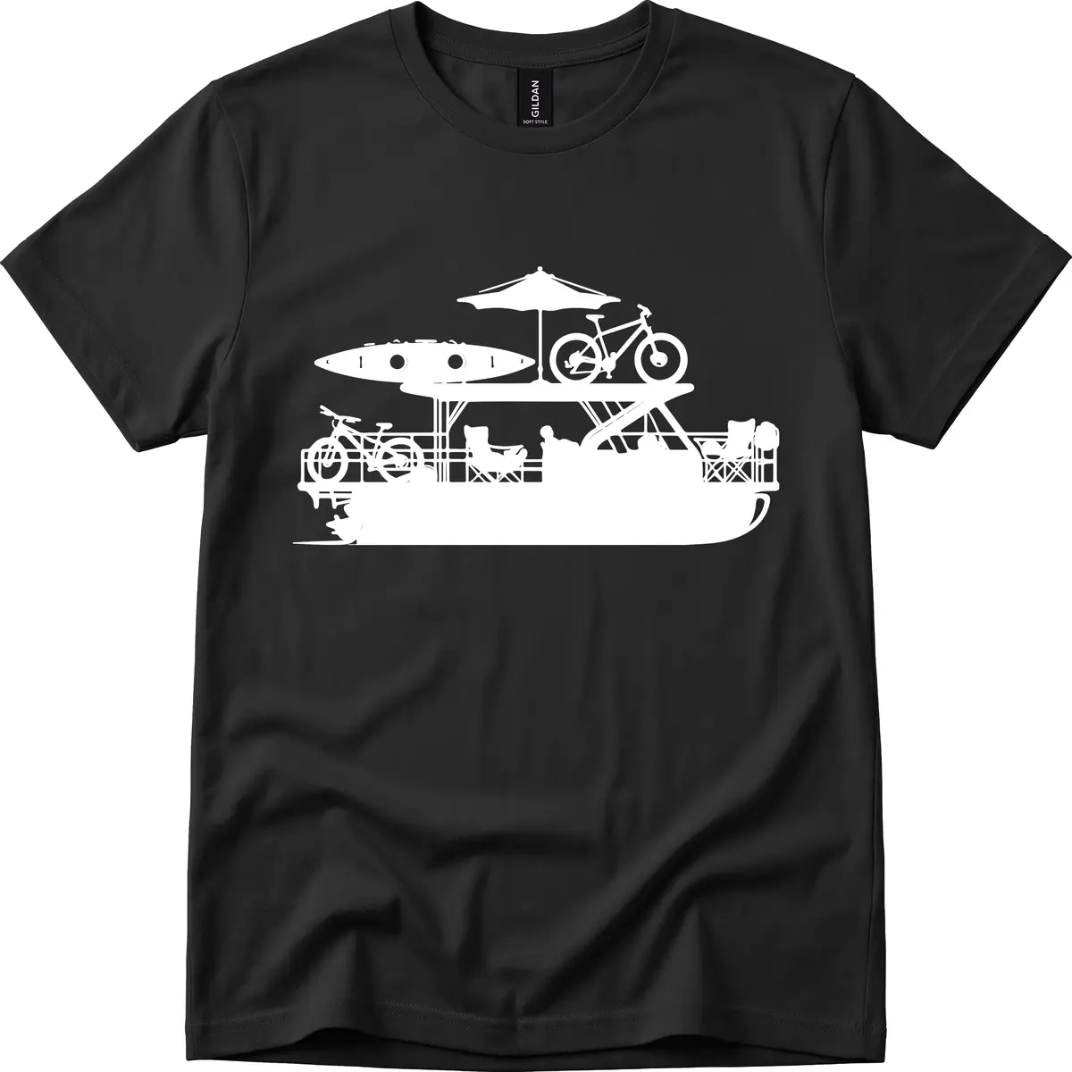 Pontoon Boat Lifestyle Design T-Shirt in Black