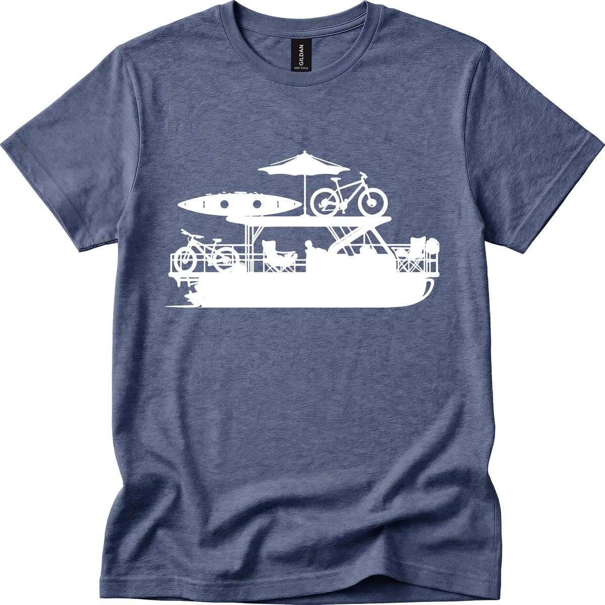 Pontoon Boat Lifestyle Design T-Shirt in Heather Navy