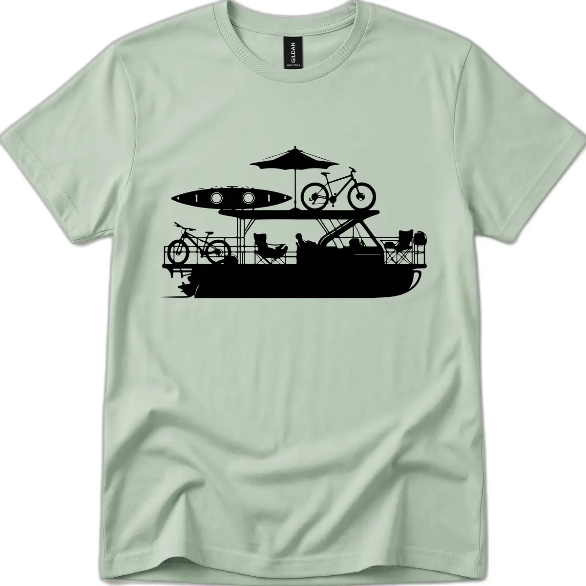 Pontoon Boat Lifestyle Design T-Shirt in Sage