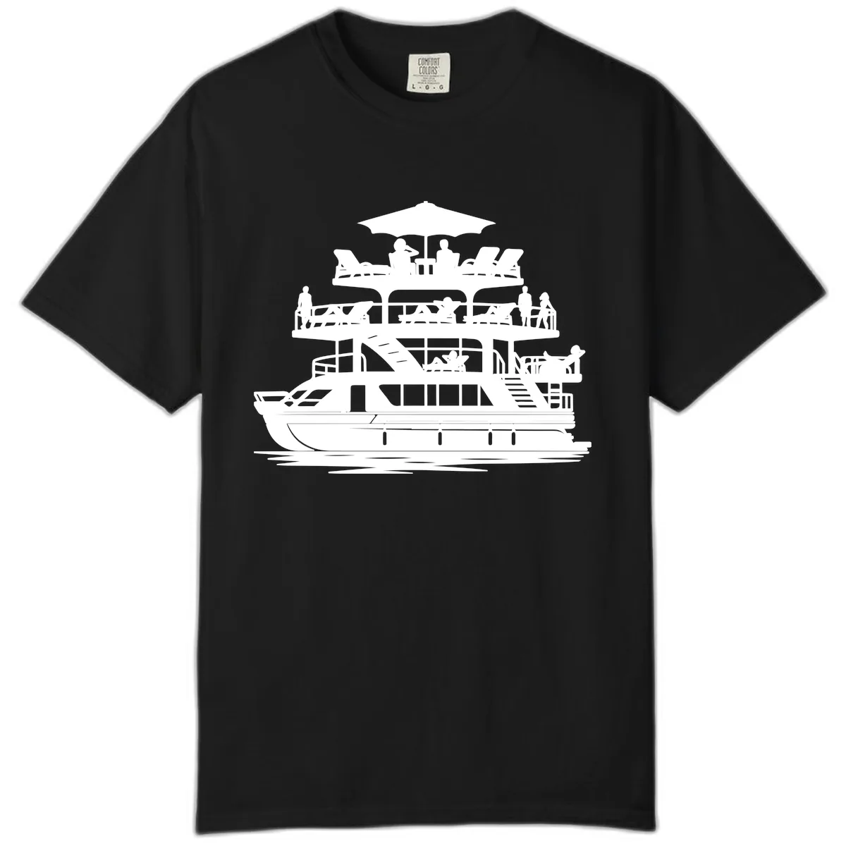 Pontoon Party People On Deck Comfort Color in Black