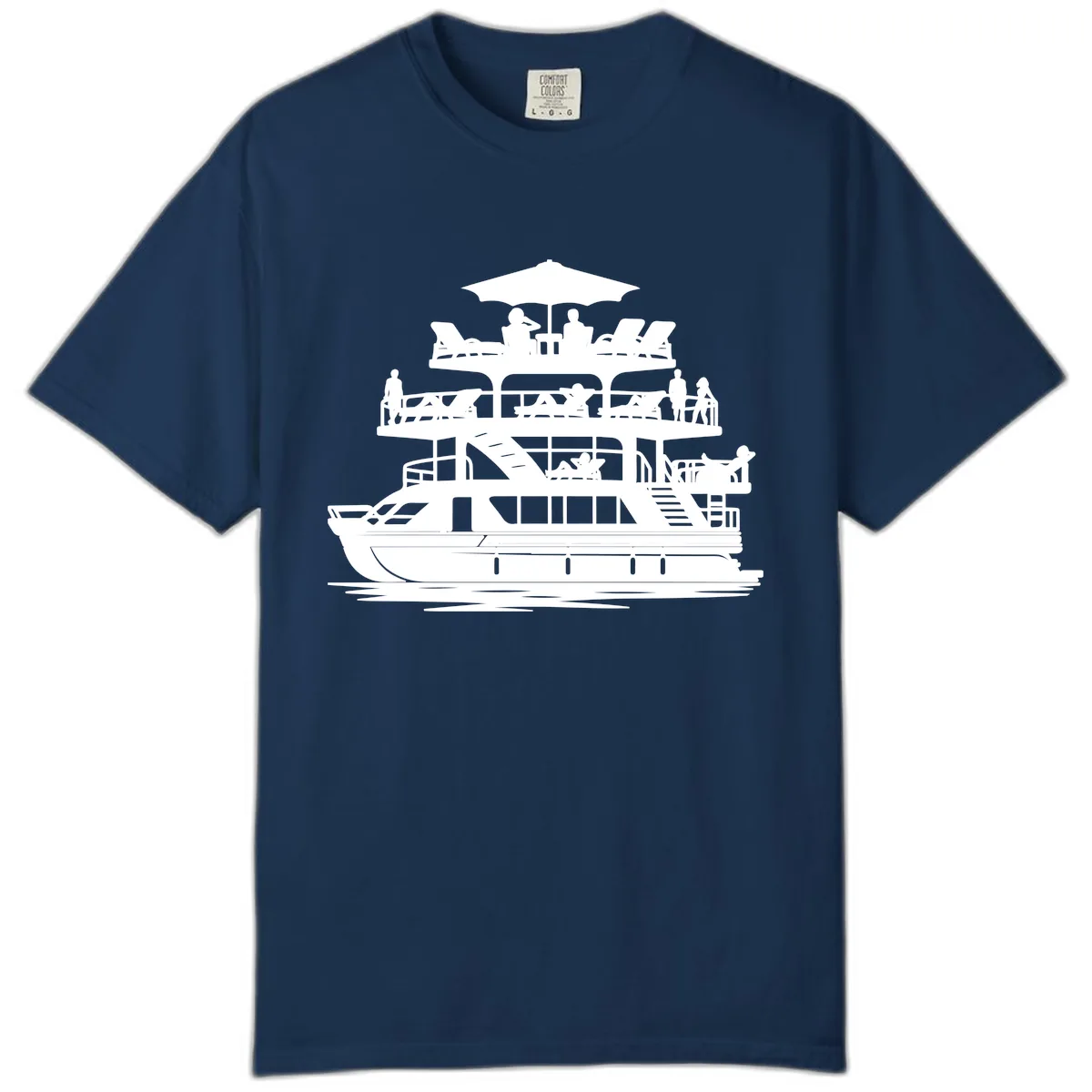 Pontoon Party People On Deck Comfort Color in Navy