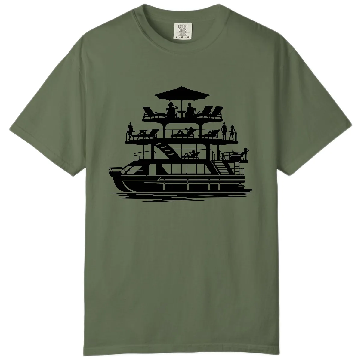 Pontoon Party People On Deck Comfort Color in Sage