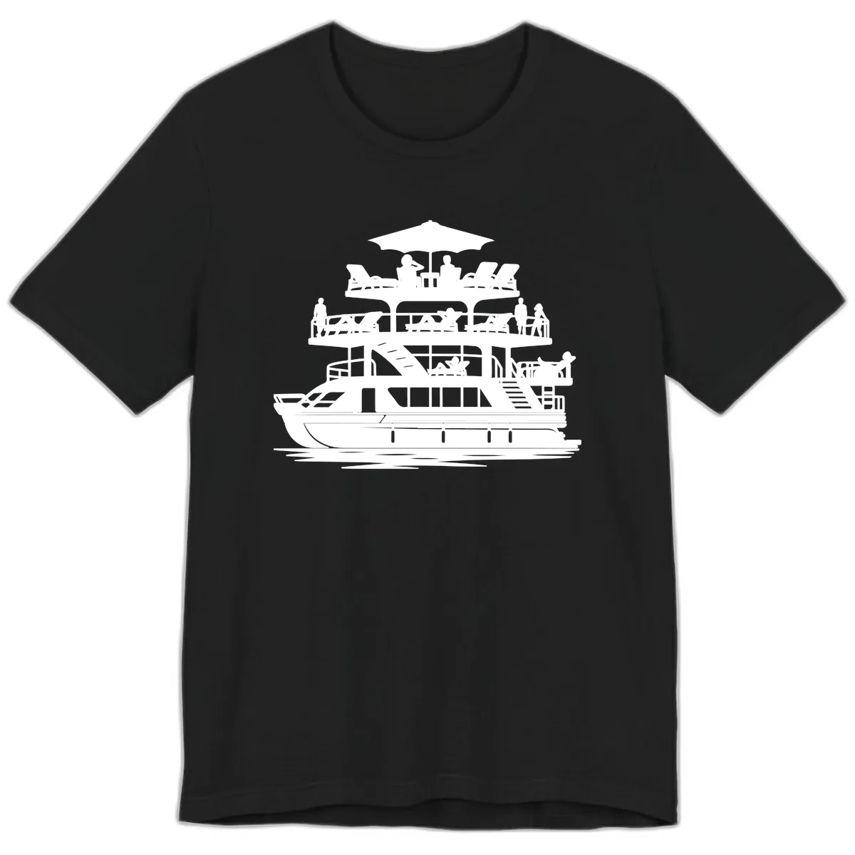 Pontoon Party People On Deck Premium T-Shirt in Black