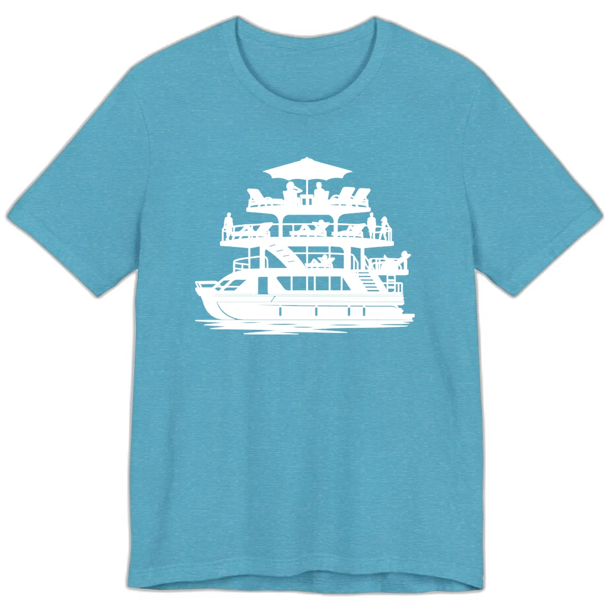 Pontoon Party People On Deck Premium T-Shirt in Heather Aqua
