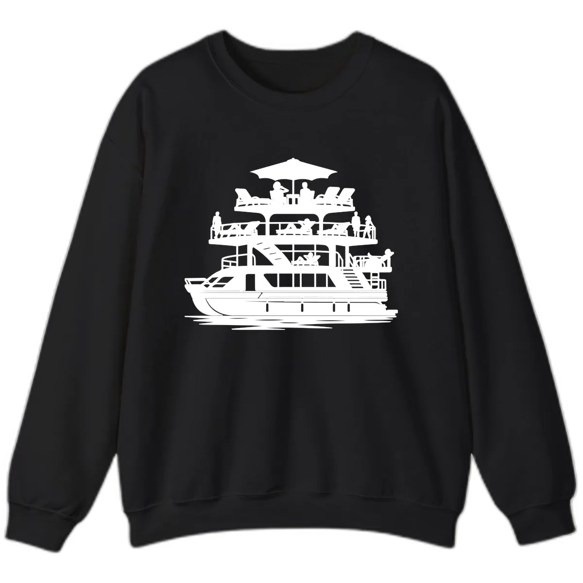 Pontoon Party People On Deck Sweatshirt in Black