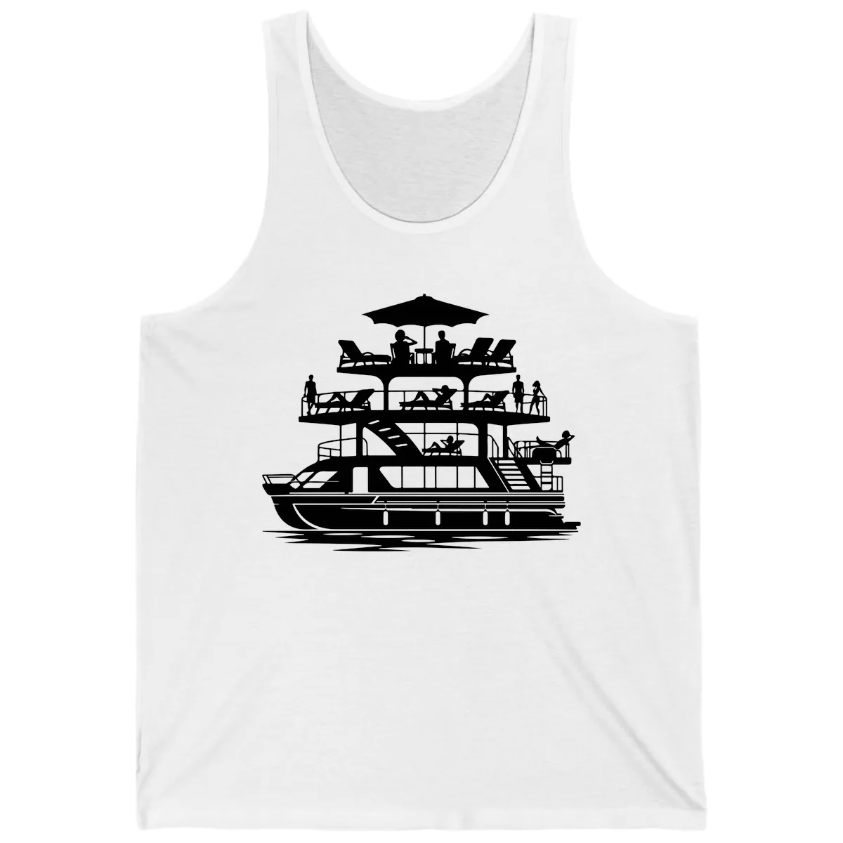 Pontoon Party People On Deck Tank in White
