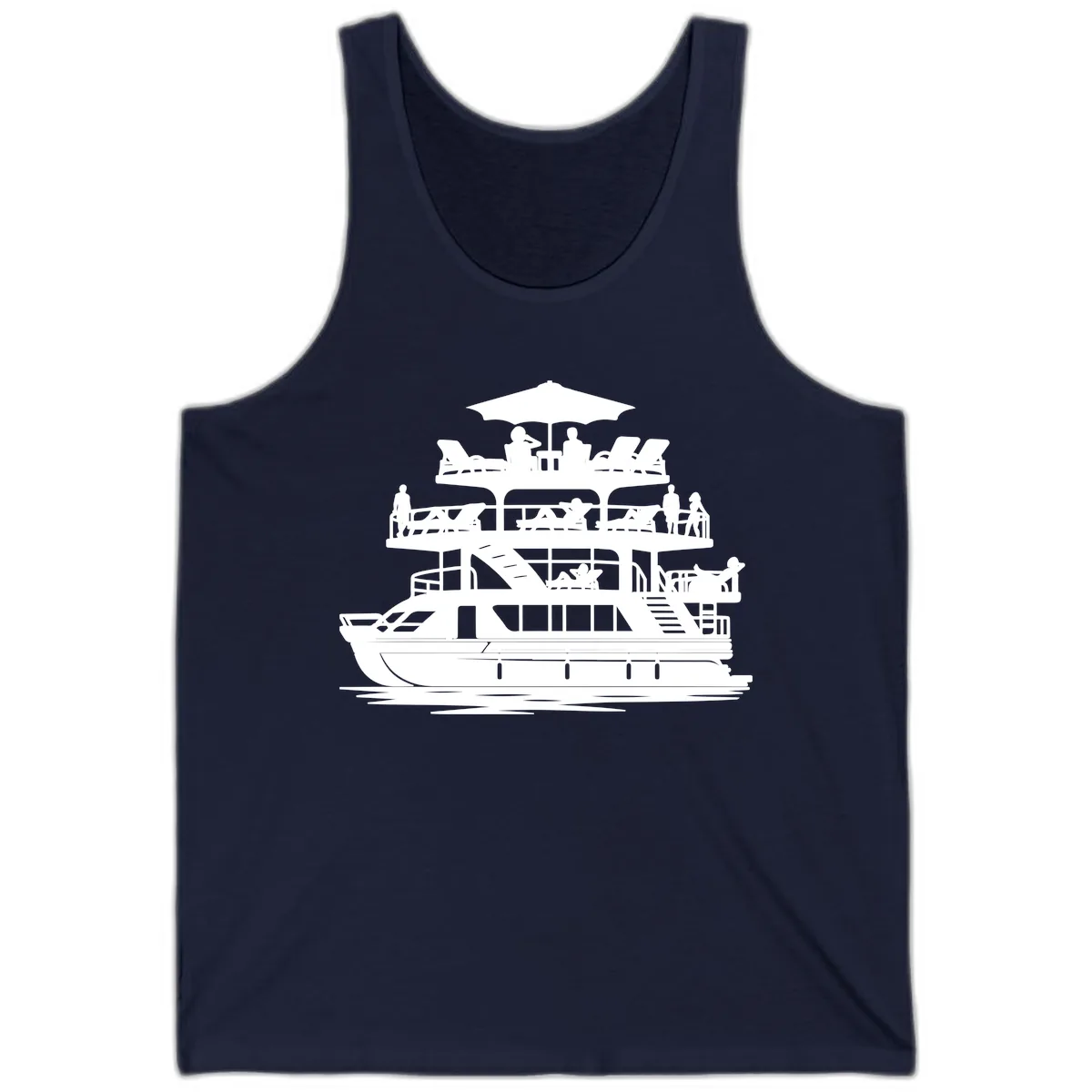 Pontoon Party People On Deck Tank in Navy