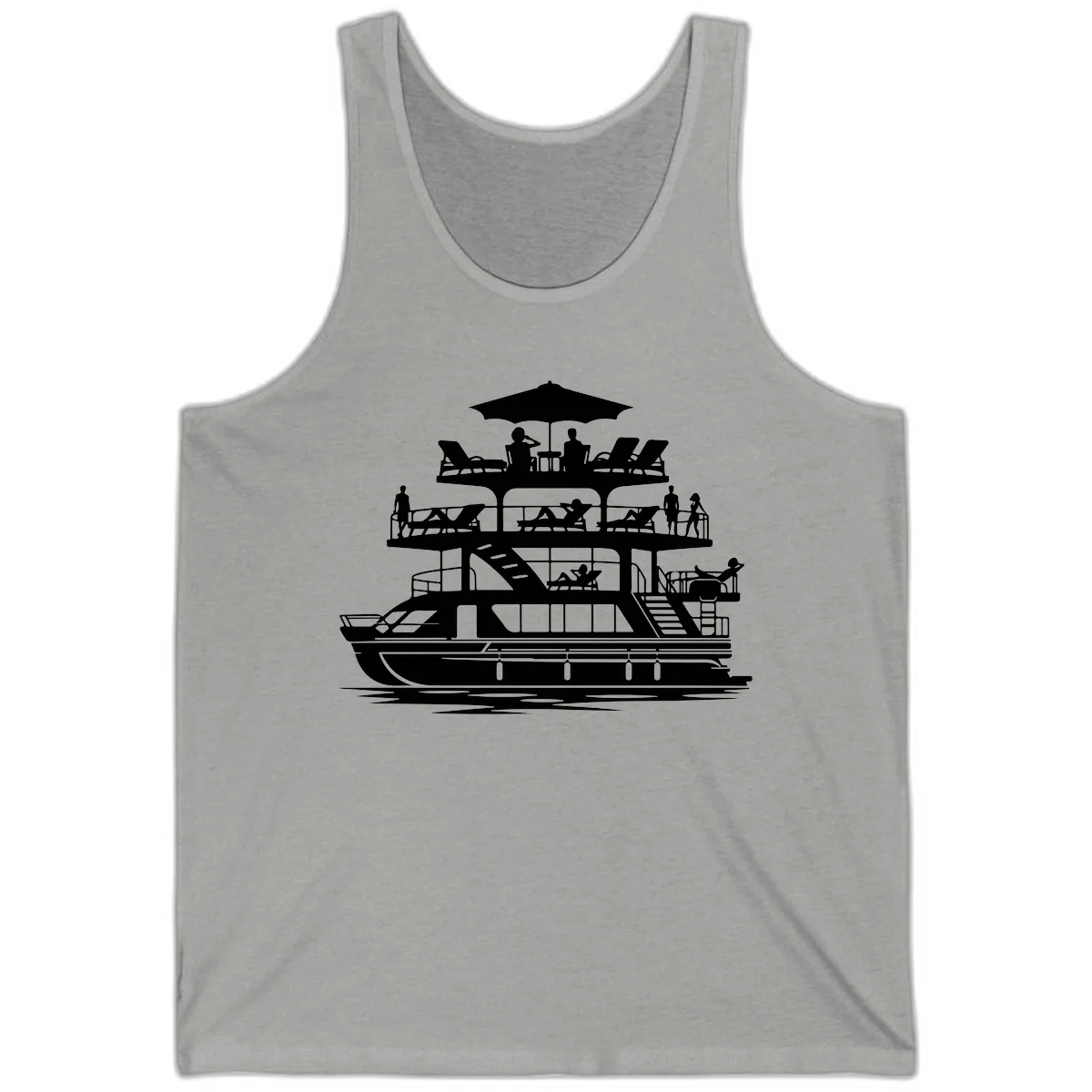 Pontoon Party People On Deck Tank in Athletic Heather