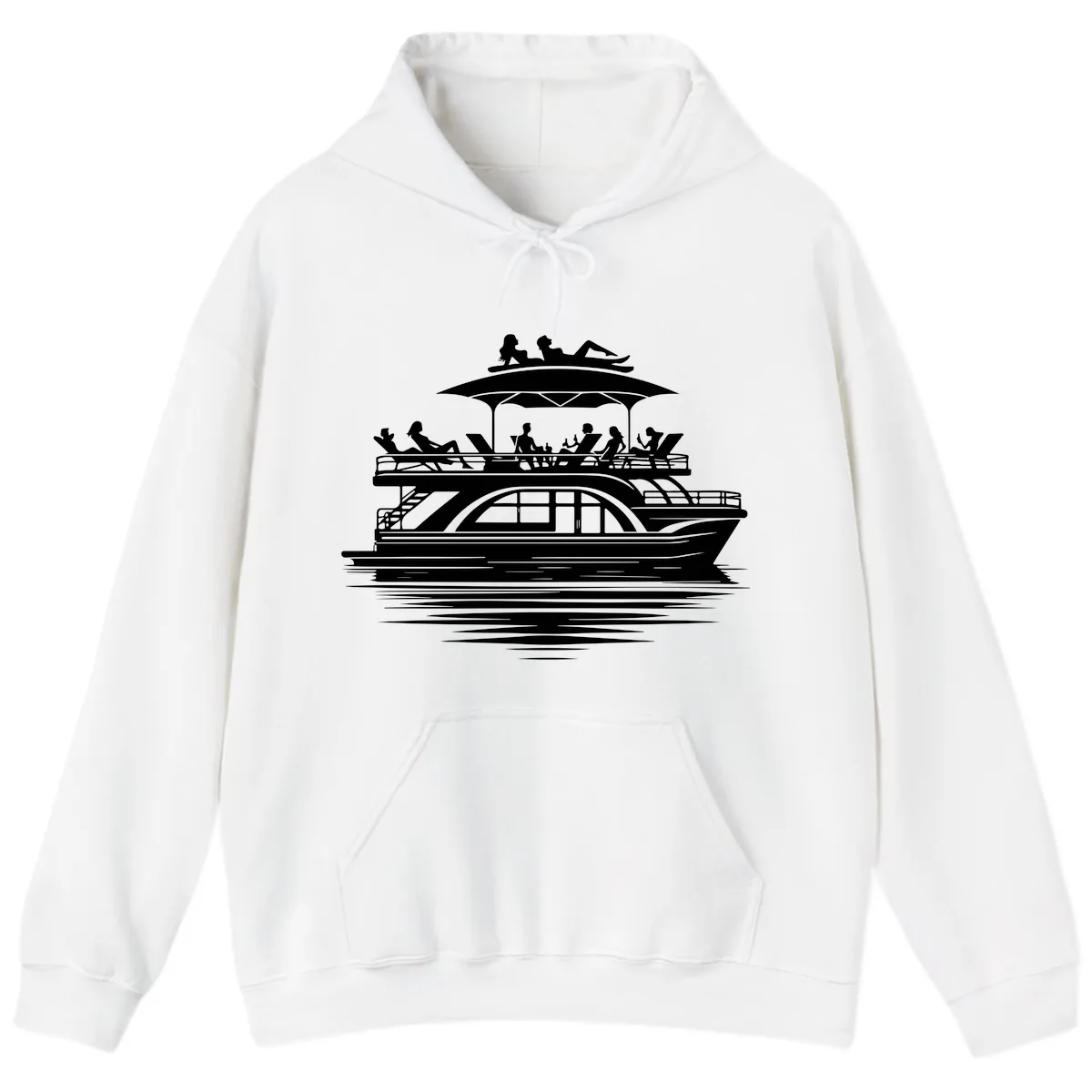 Pontoon Party People On The Water Hoodie in White