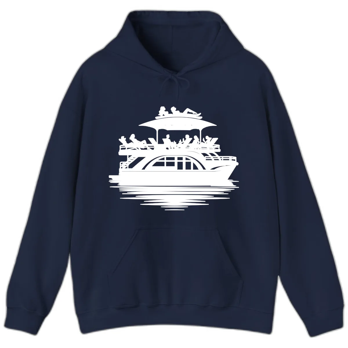 Pontoon Party People On The Water Hoodie in Navy