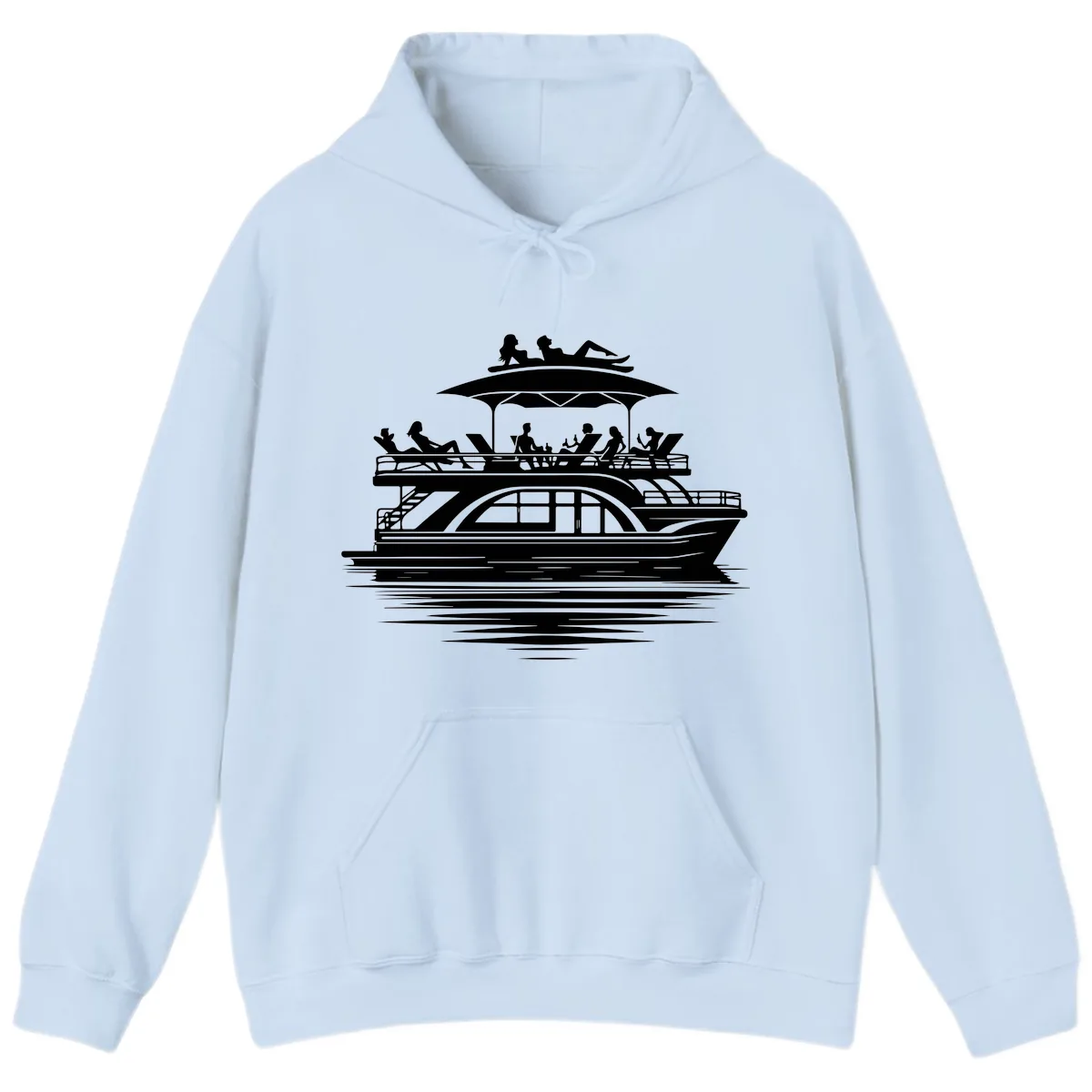Pontoon Party People On The Water Hoodie in Light Blue
