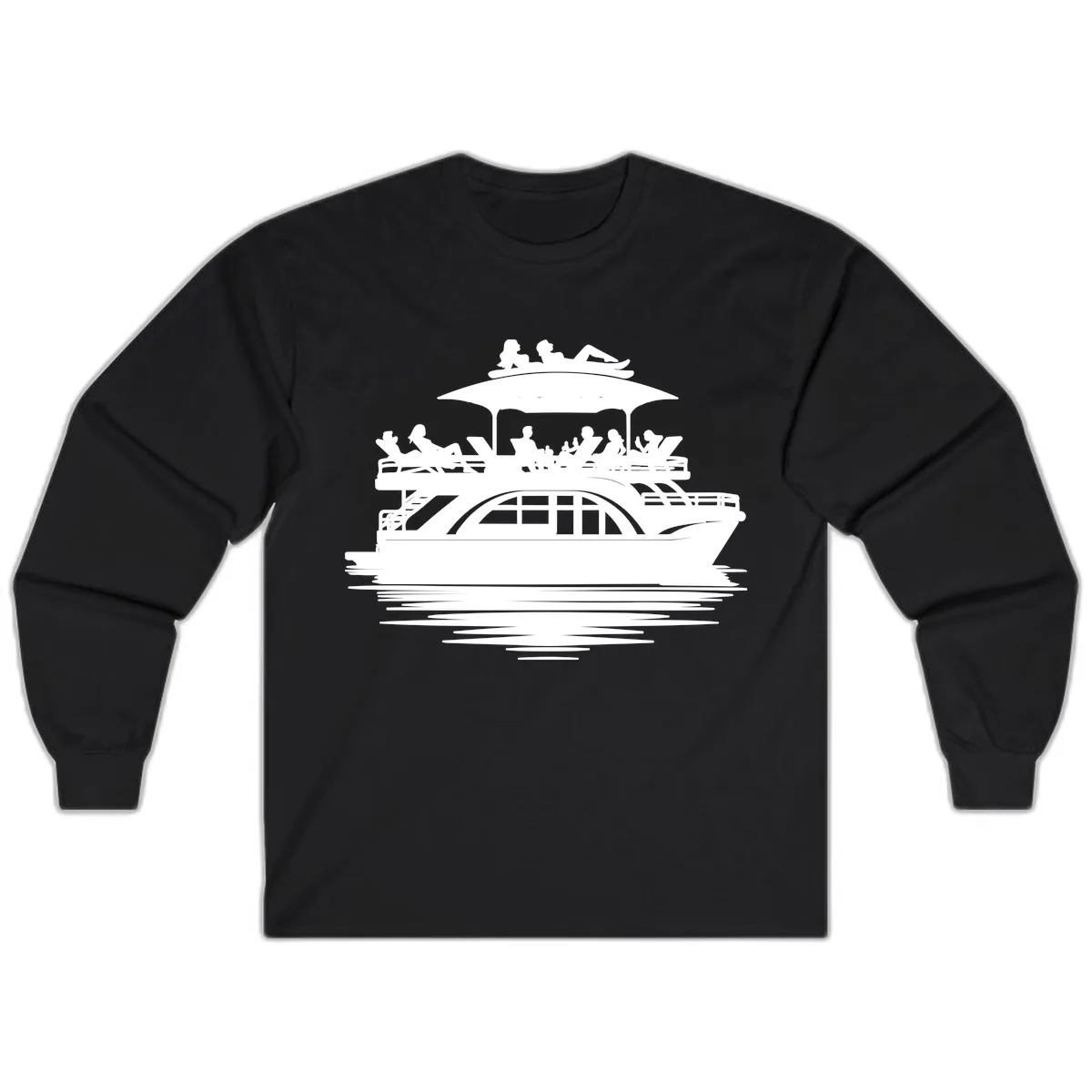 Pontoon Party People On The Water Long Sleeve in Black