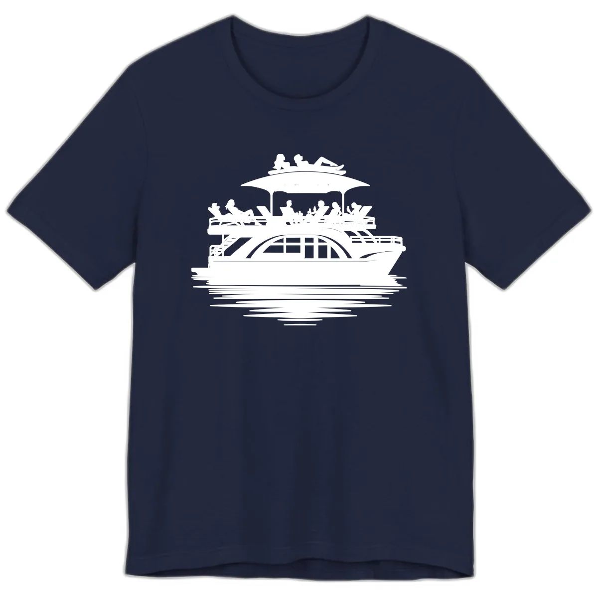 Pontoon Party People On The Water Premium T-Shirt in Navy