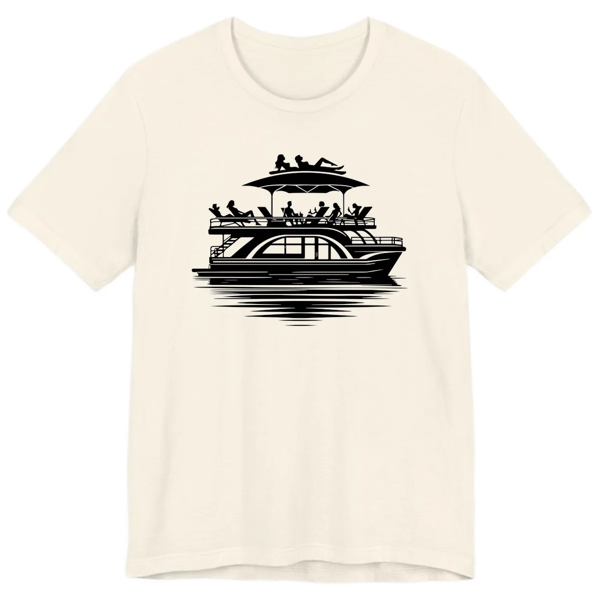 Pontoon Party People On The Water Premium T-Shirt in Natural