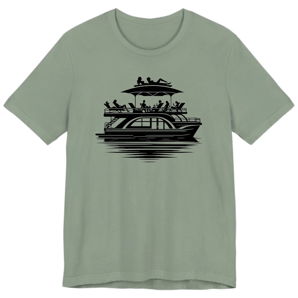 Pontoon Party People On The Water Premium T-Shirt in Sage