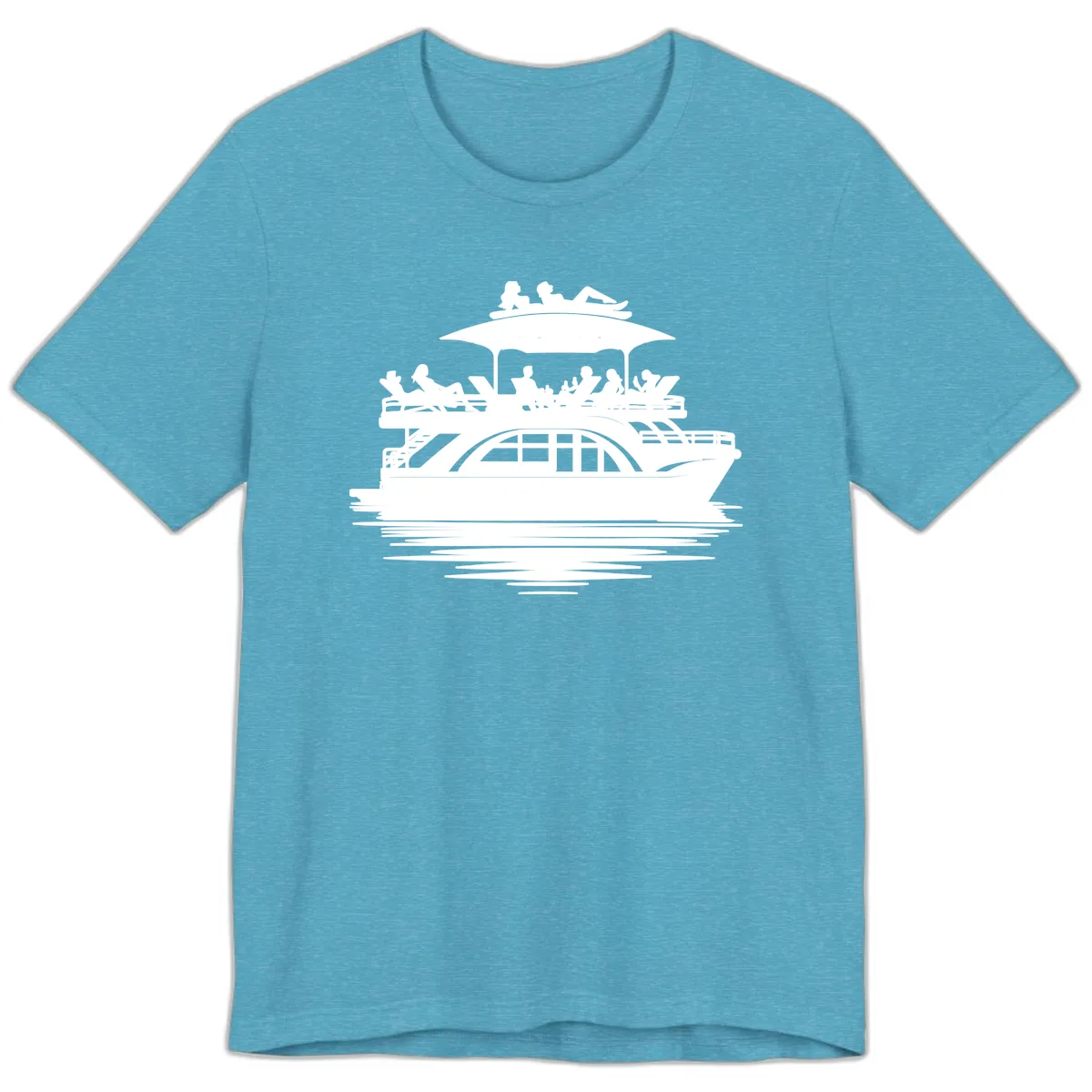 Pontoon Party People On The Water Premium T-Shirt in Heather Aqua