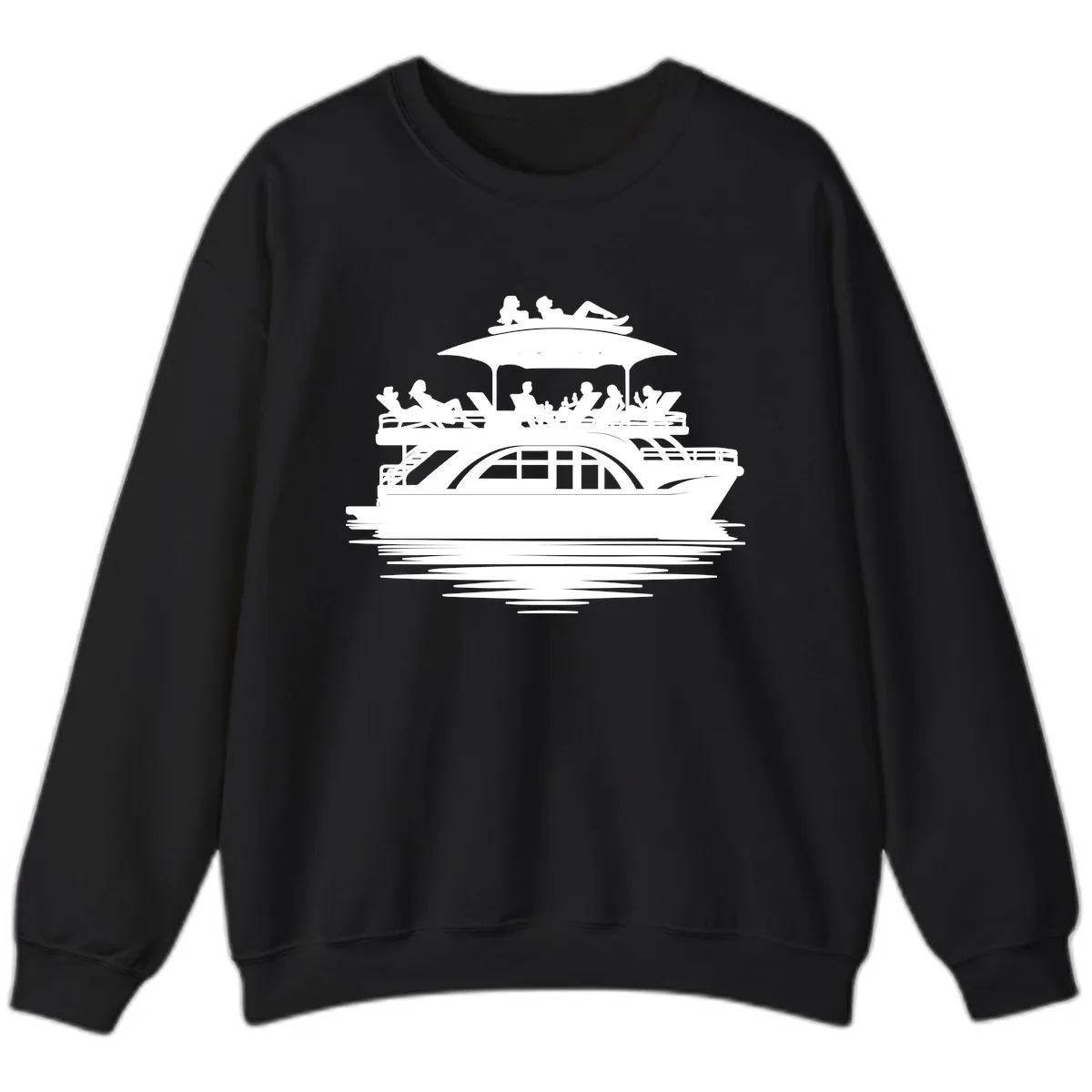 Pontoon Party People On The Water Sweatshirt in Black