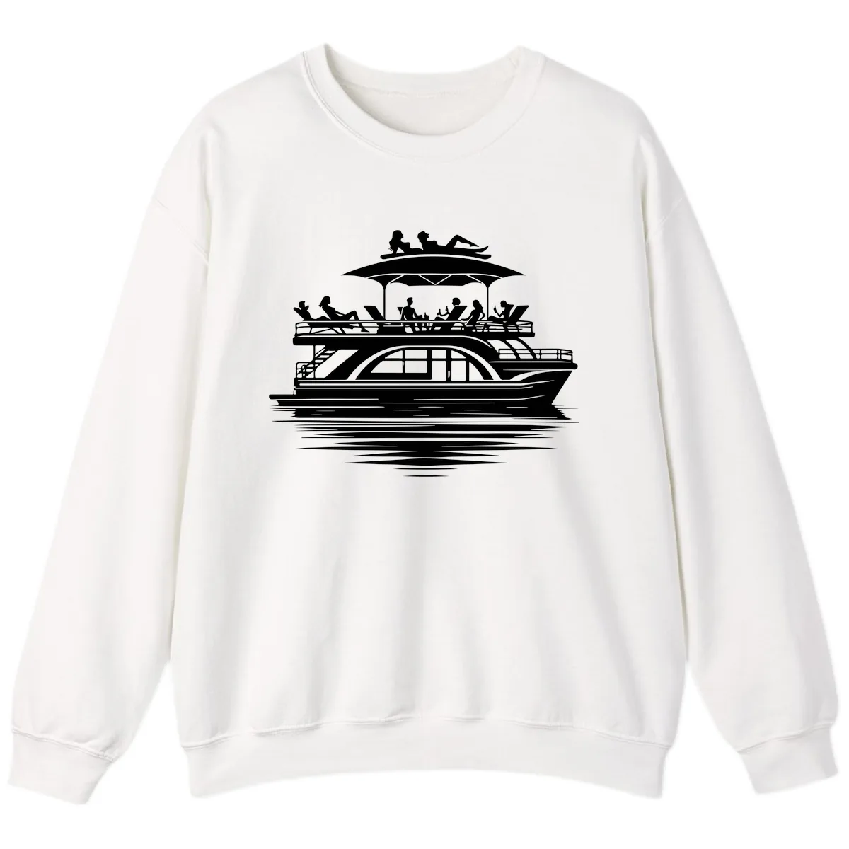Pontoon Party People On The Water Sweatshirt in White