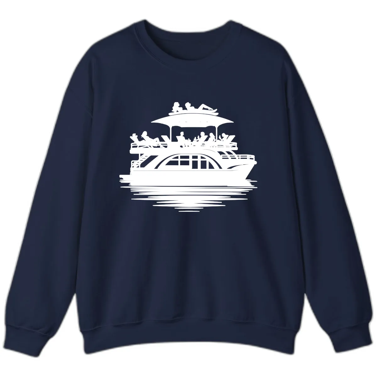 Pontoon Party People On The Water Sweatshirt in Navy