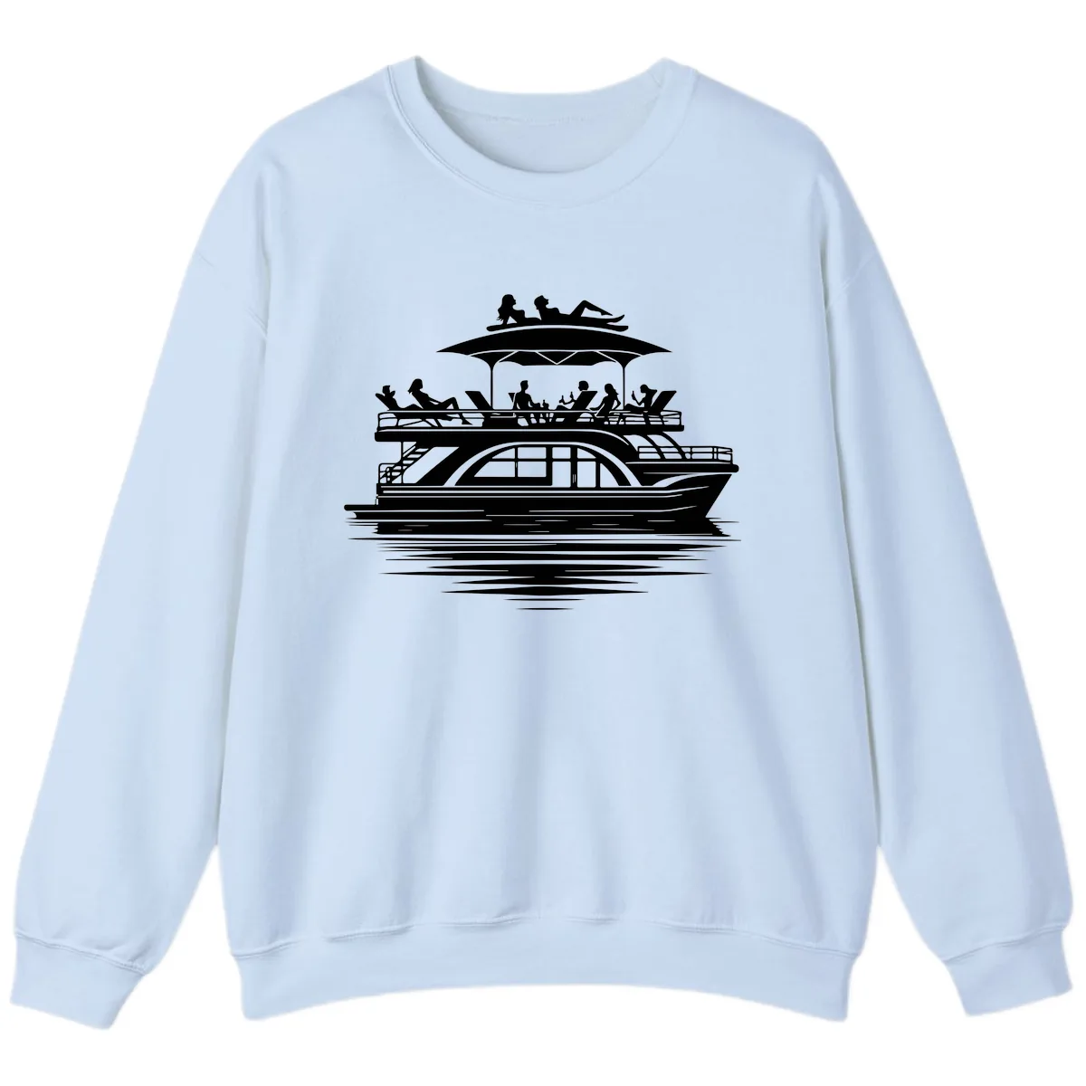 Pontoon Party People On The Water Sweatshirt in Light Blue