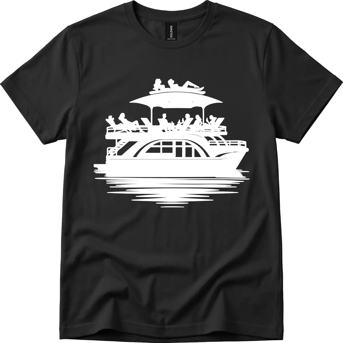 Pontoon Party People On The Water T-Shirt in Black
