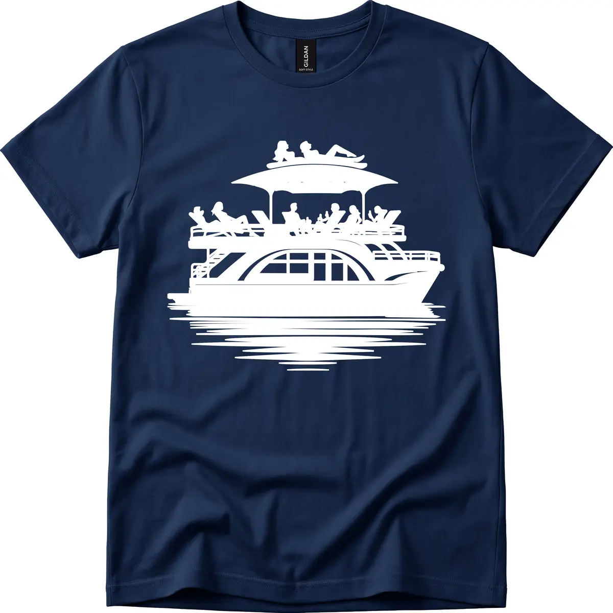 Pontoon Party People On The Water T-Shirt in Navy