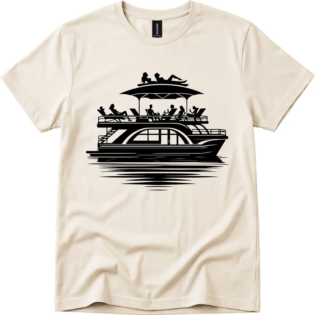 Pontoon Party People On The Water T-Shirt in Natural