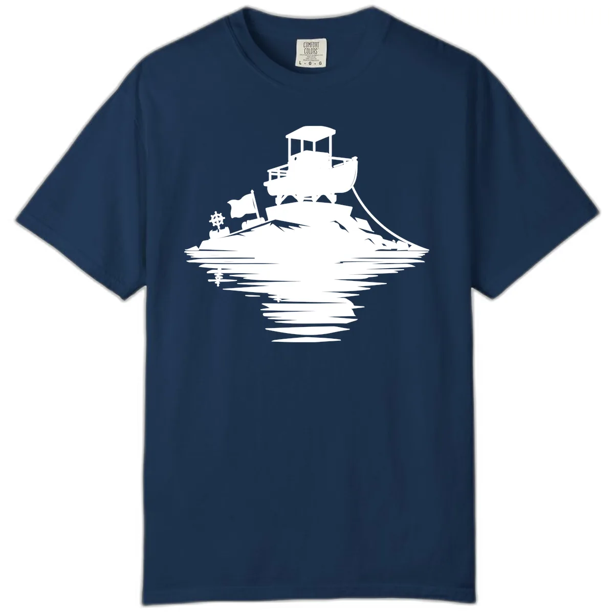 Pontoon Island Lighthouse Comfort Color in Navy