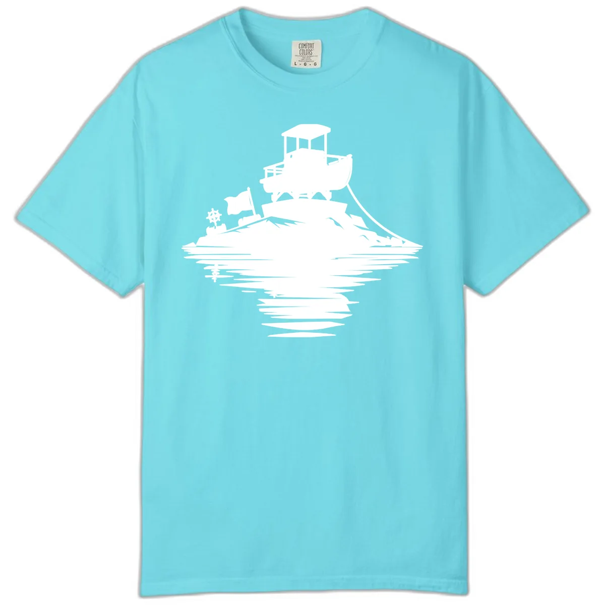 Pontoon Island Lighthouse Comfort Color in Lagoon Blue