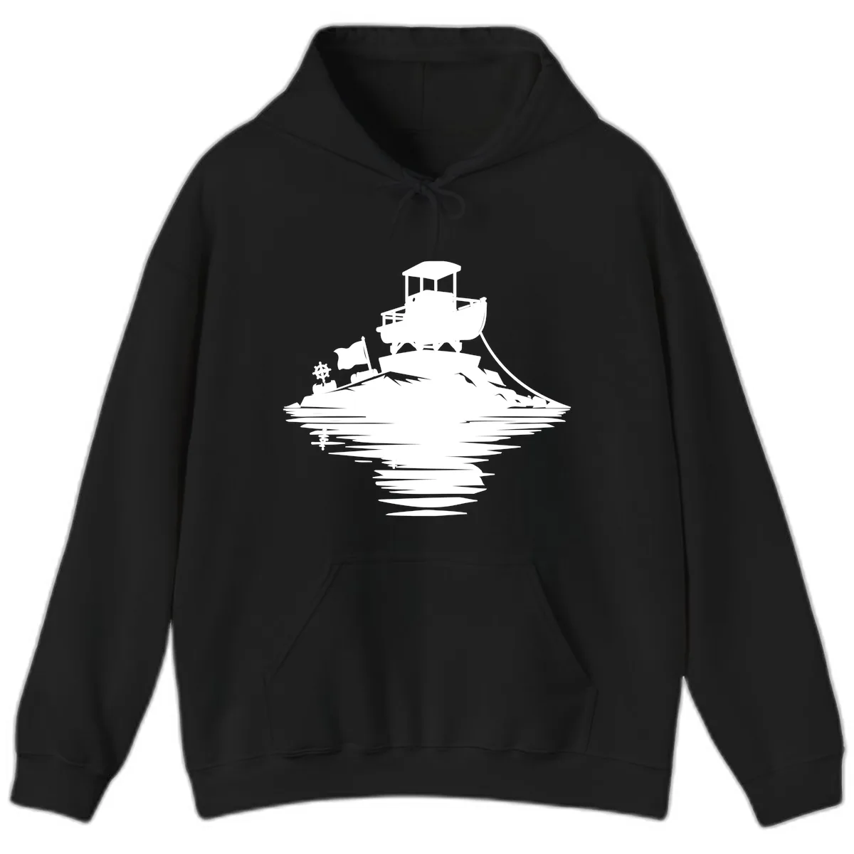 Pontoon Island Lighthouse Hoodie in Black