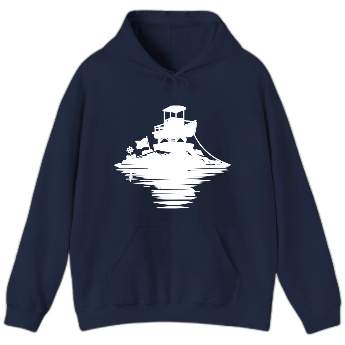 Pontoon Island Lighthouse Hoodie in Navy