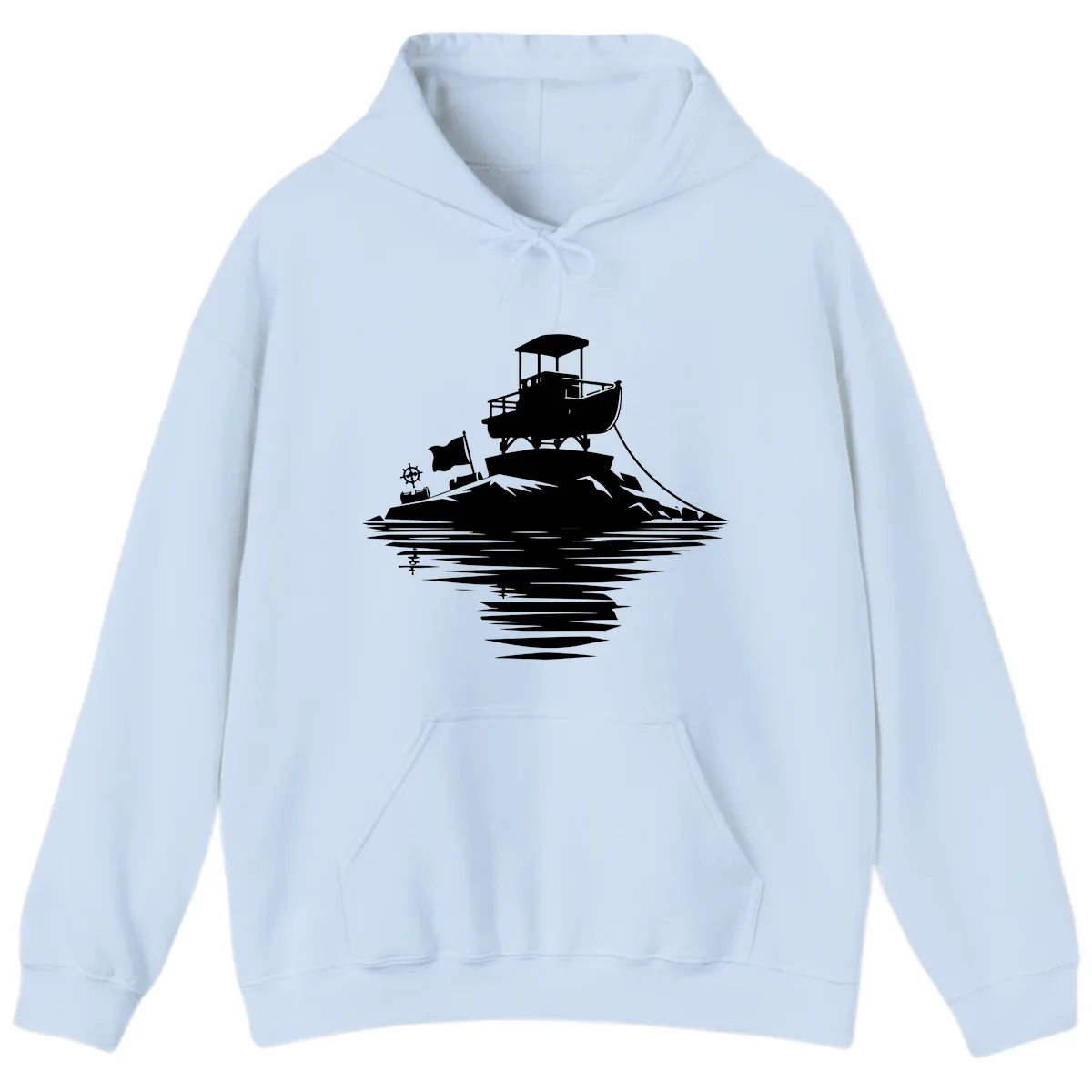 Pontoon Island Lighthouse Hoodie in Light Blue