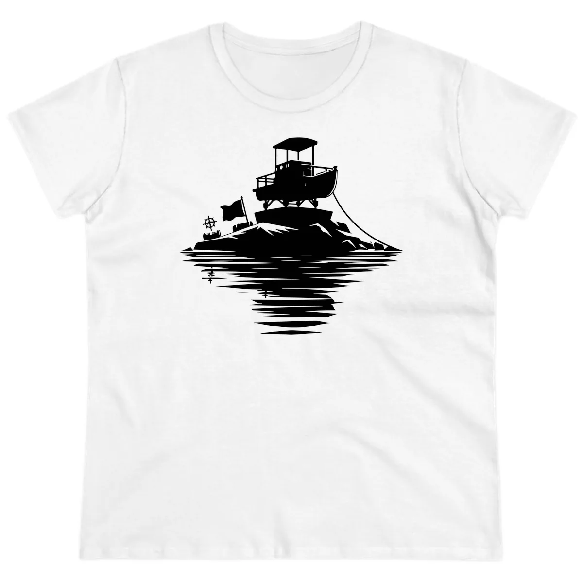 Pontoon Island Lighthouse Ladies Tee in White