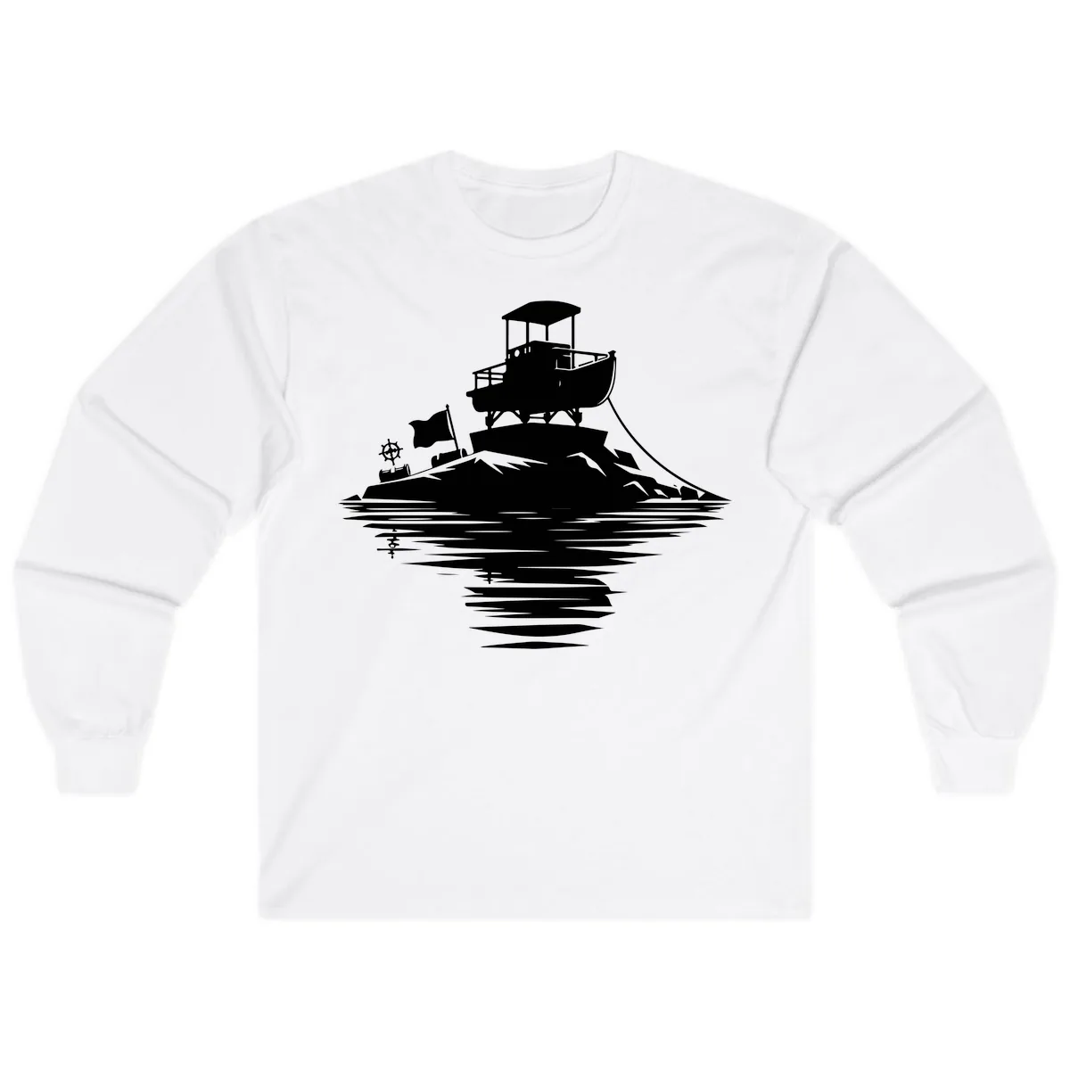 Pontoon Island Lighthouse Long Sleeve in White