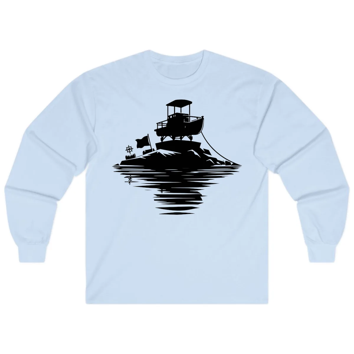 Pontoon Island Lighthouse Long Sleeve in Light Blue