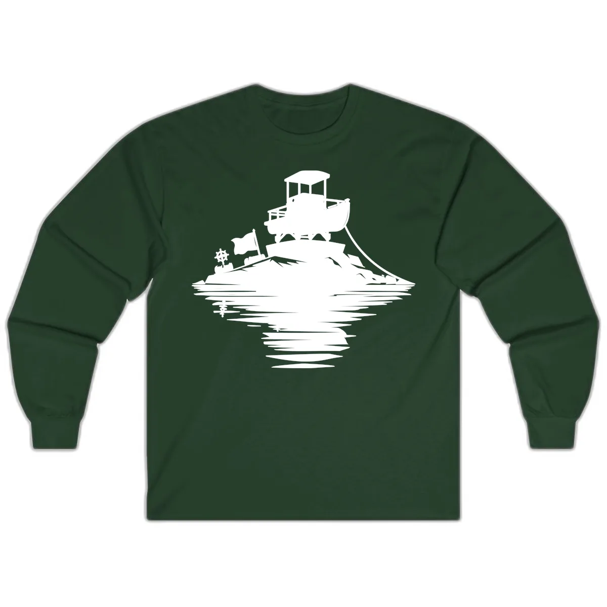 Pontoon Island Lighthouse Long Sleeve in Forest Green