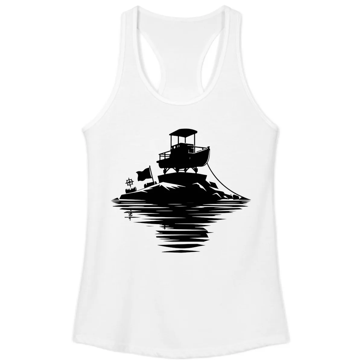 Pontoon Island Lighthouse Ladies Tank in White