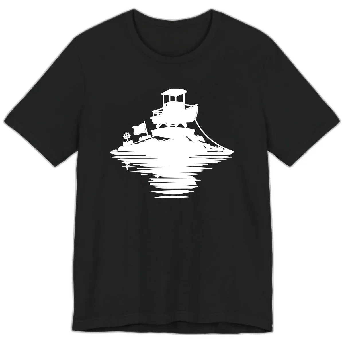 Pontoon Island Lighthouse Premium T-Shirt in Black