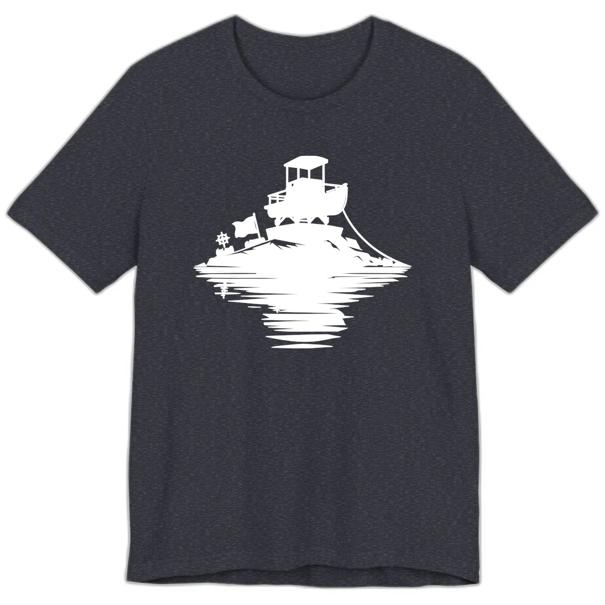 Pontoon Island Lighthouse Premium T-Shirt in Heather Navy