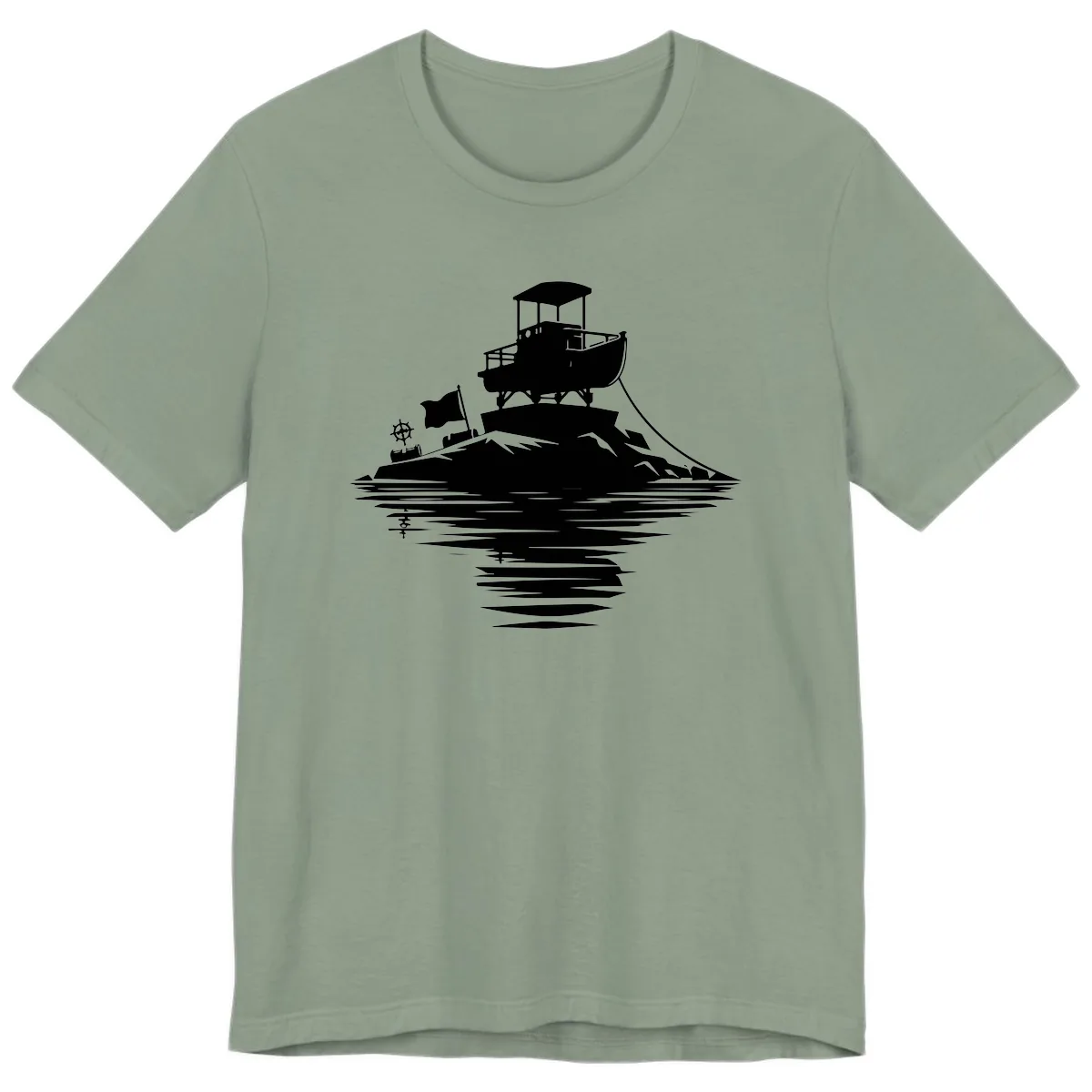 Pontoon Island Lighthouse Premium T-Shirt in Sage