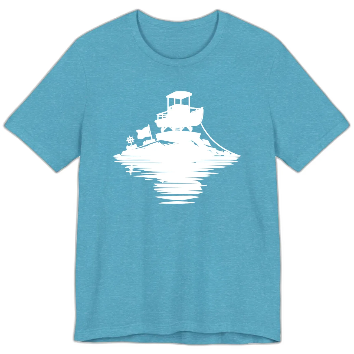 Pontoon Island Lighthouse Premium T-Shirt in Heather Aqua