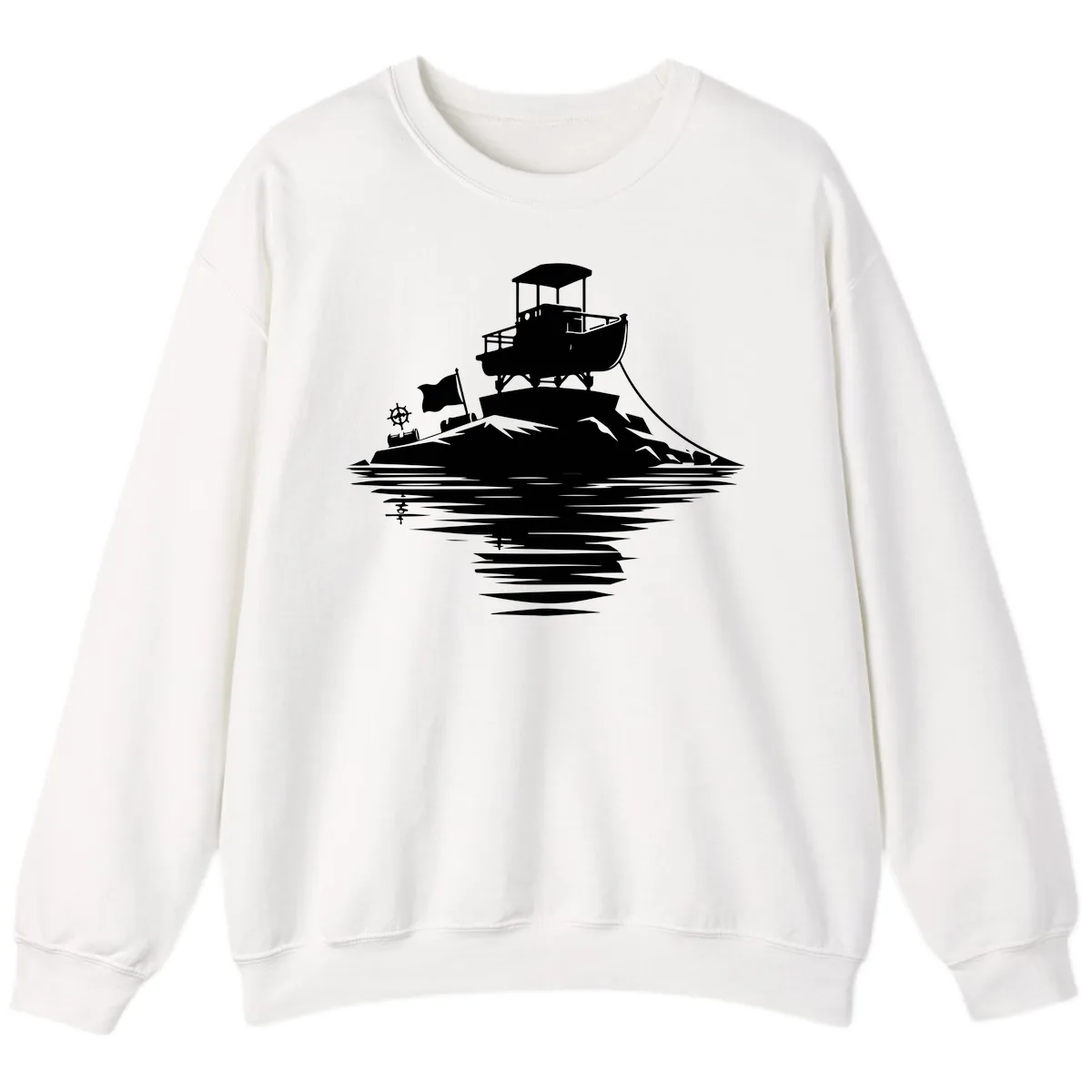 Pontoon Island Lighthouse Sweatshirt in White