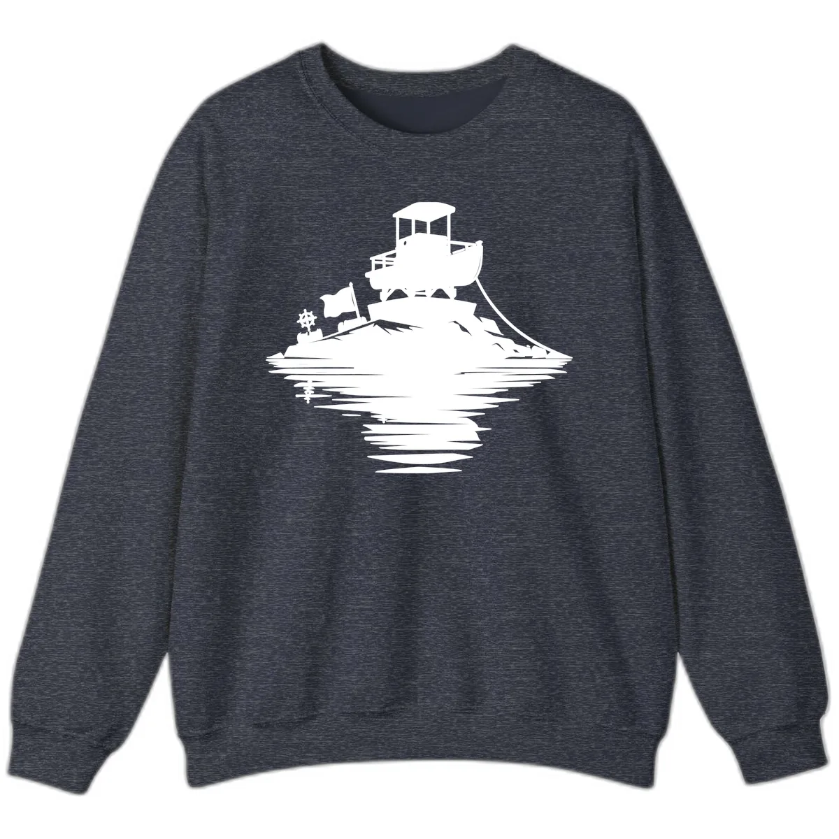 Pontoon Island Lighthouse Sweatshirt in Heather Sport Dark Navy