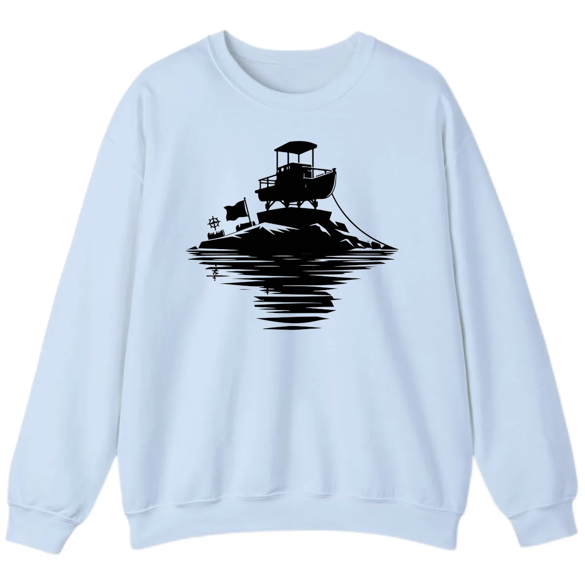 Pontoon Island Lighthouse Sweatshirt in Light Blue