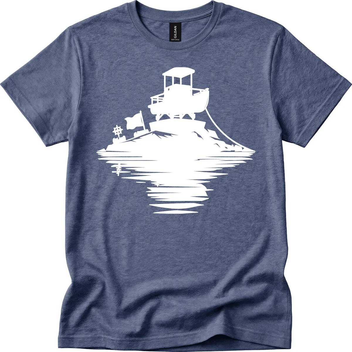 Pontoon Island Lighthouse T-Shirt in Heather Navy