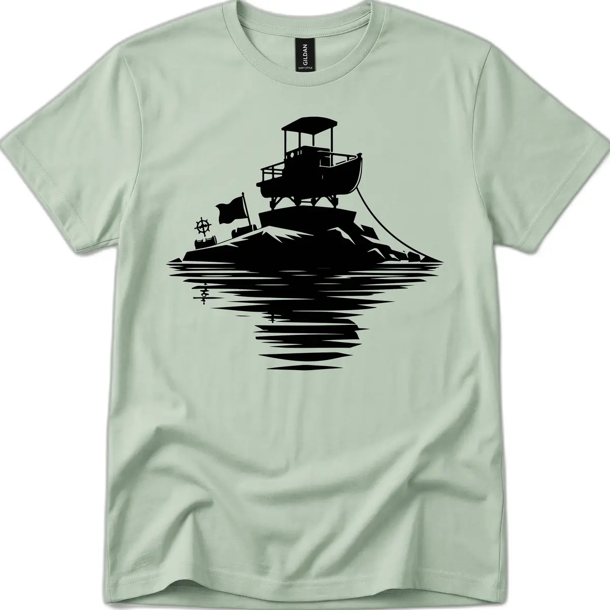 Pontoon Island Lighthouse T-Shirt in Sage