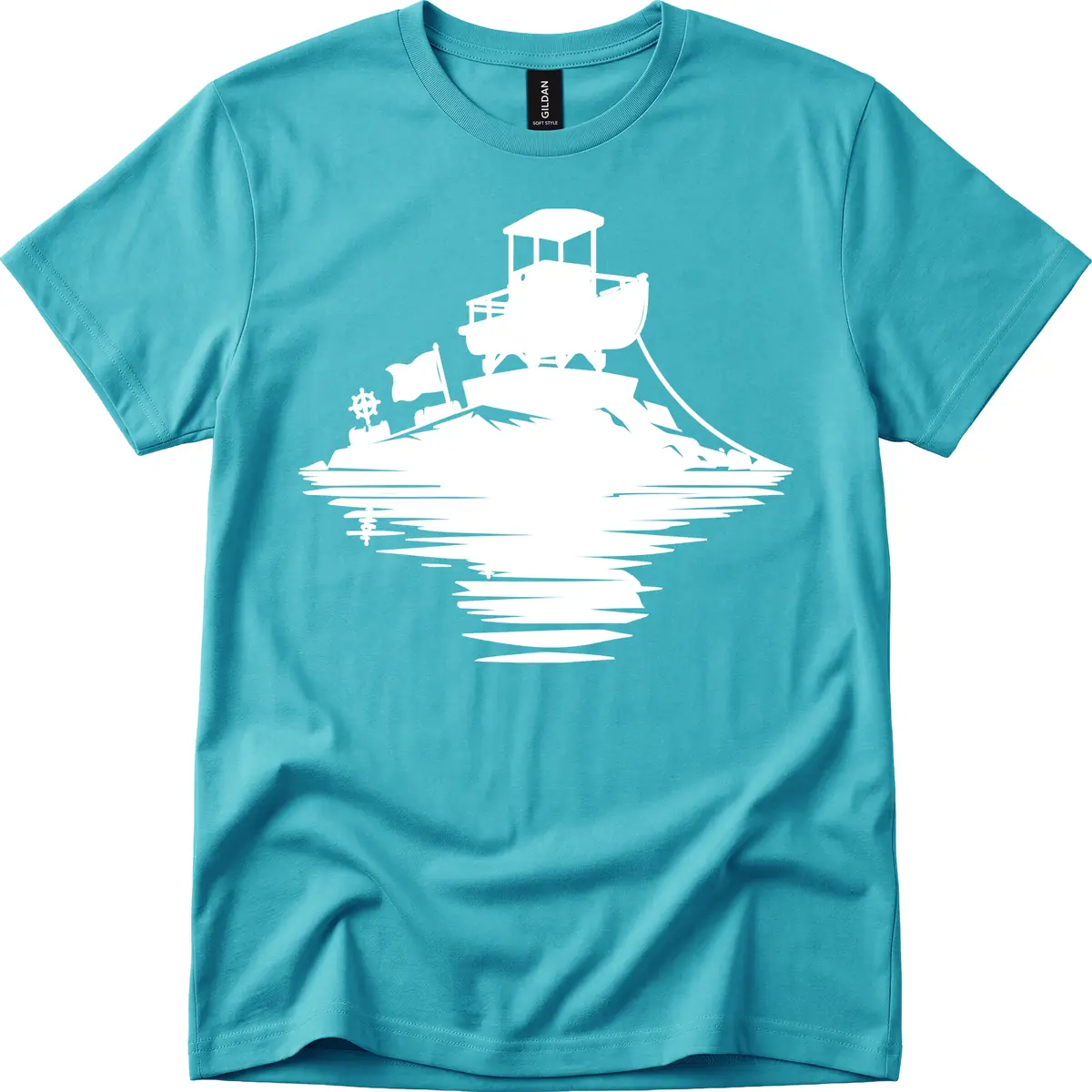 Pontoon Island Lighthouse T-Shirt in Tropical Blue